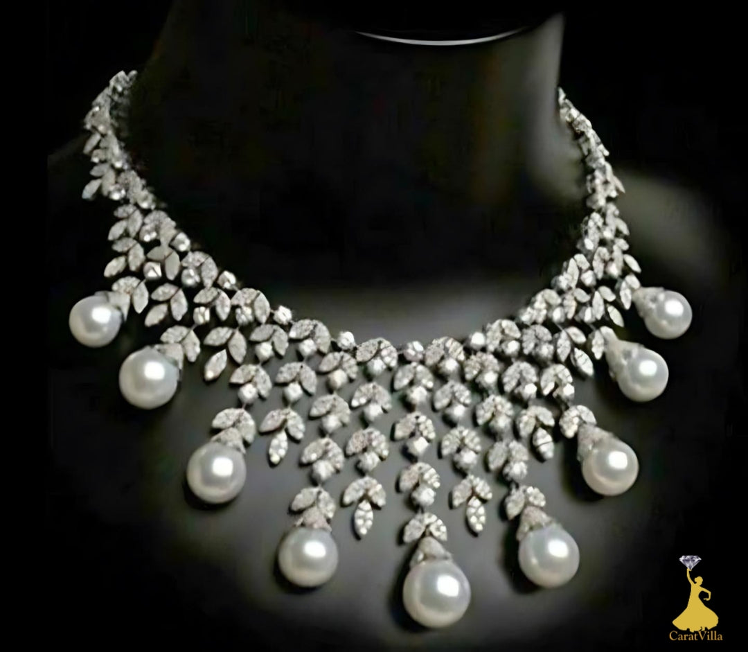 Lustrous Diamond Pearl Necklace